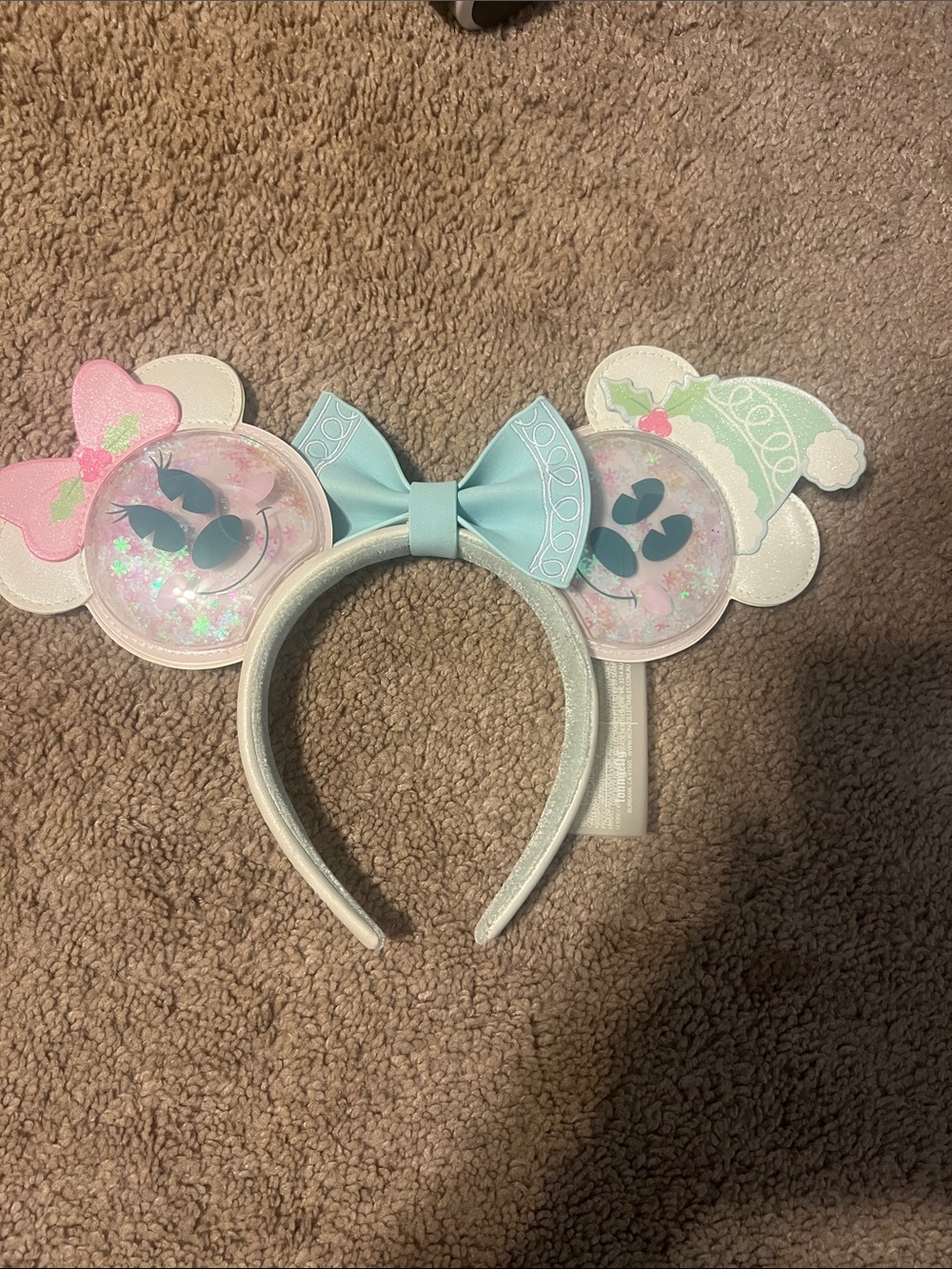 Loungefly Silver Sequin Ear Headband with Mint Bow